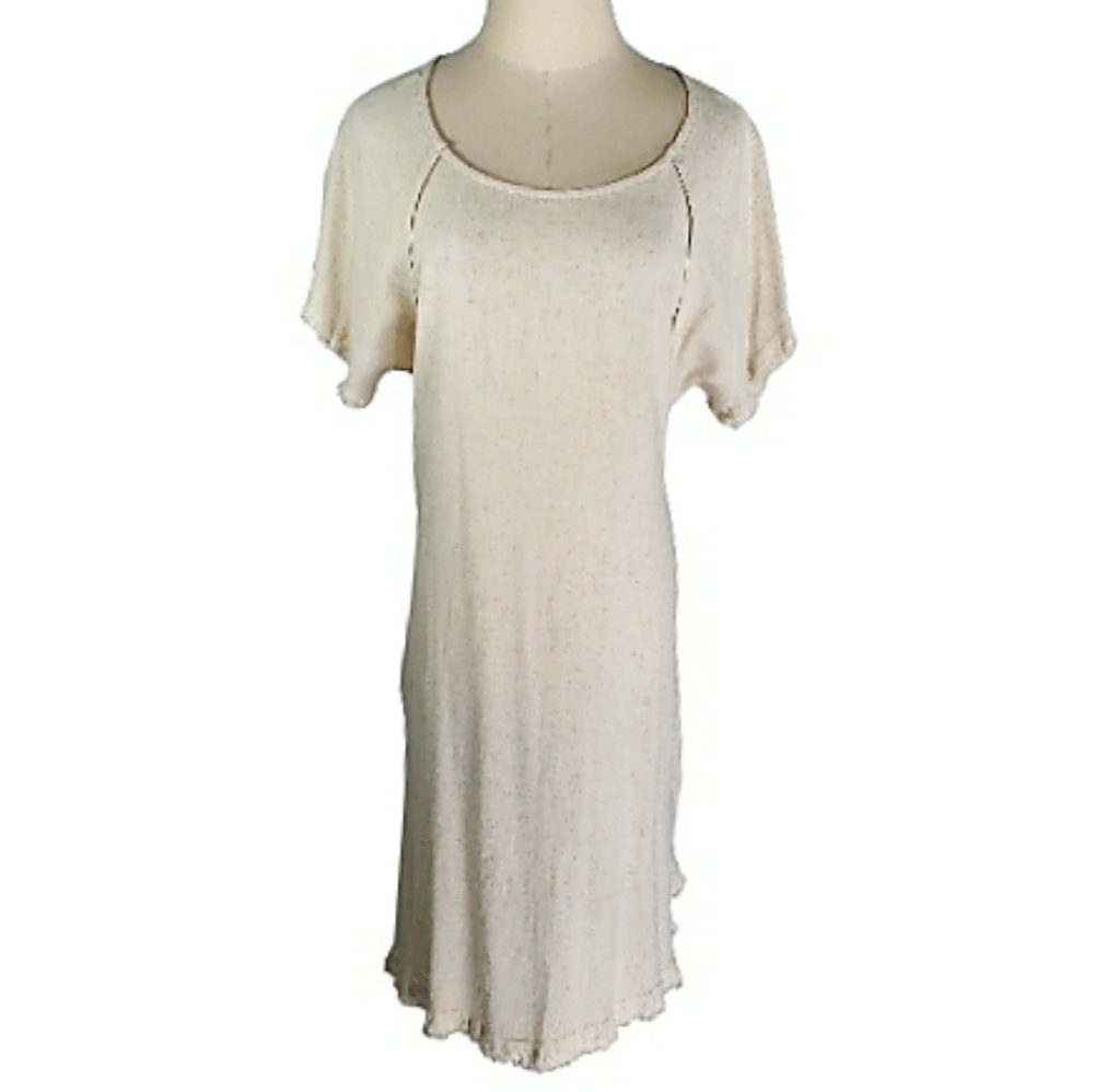Umgee USA Shift Dress Linen Mix Media Short Sleeves Mardigrass Vacation Summer